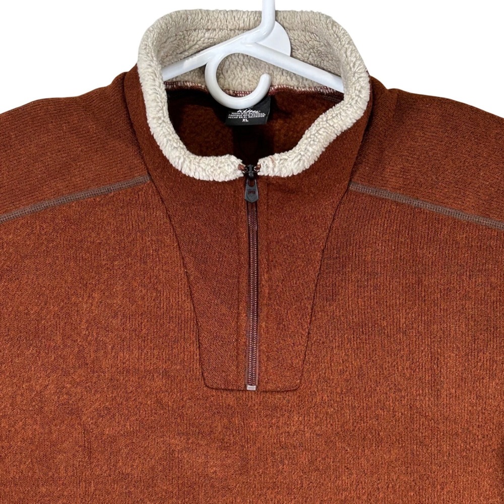 Kuhl Alfpaca Fleece 1/4 Zip Pullover Mens XL Rust Orange Sweater Europa Lined